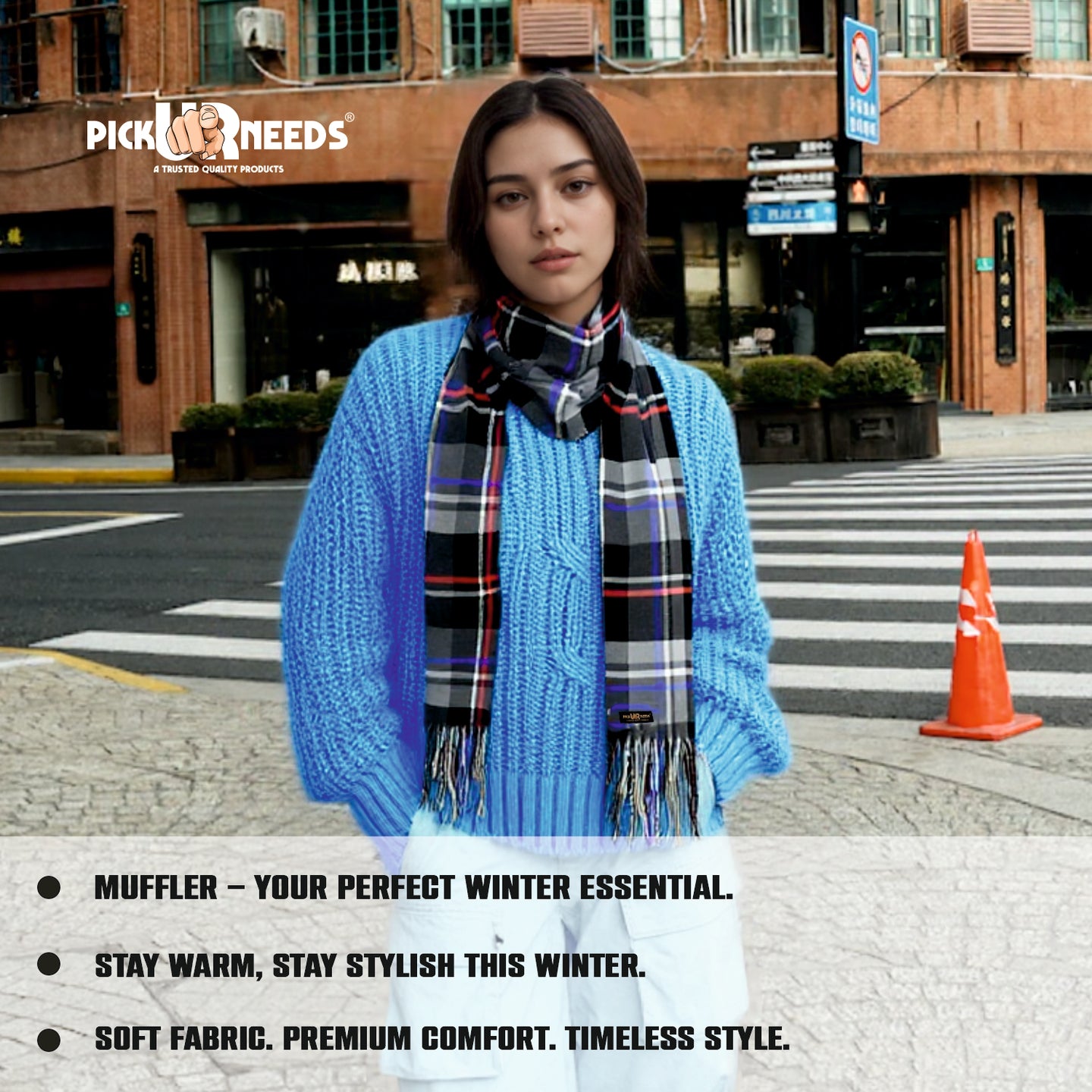 Pick Ur Needs Pure Cashmere Womens Winter Stylish Muffler Warm, Soft and Trendy Scarves for Cold W